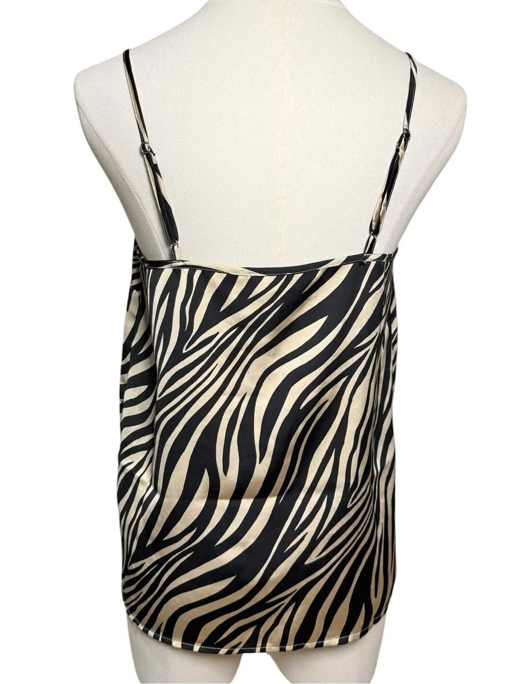NWT - J.Crew Zebra Satin Cami Tank Animal Print Black Tan Size 0
